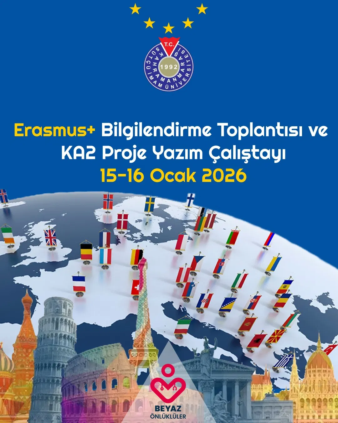 Erasmus+ Bilgilendirme Toplantısı ve KA2 Proje Yazım Çalıştayı arşivinden seçilen kapak görseli.